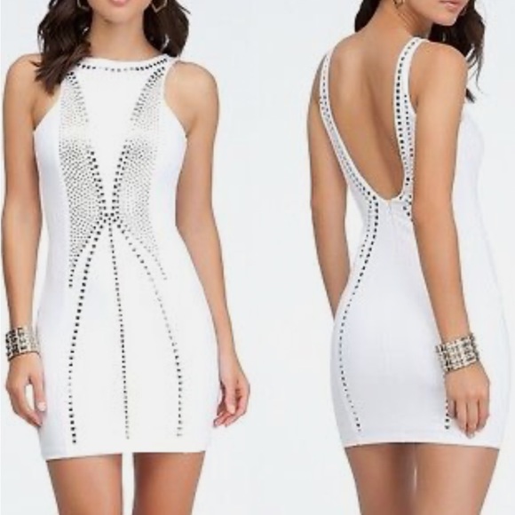 BEBE (Addiction Collection) Embellished Bodycon Mini Dress, White - Picture 2 of 6